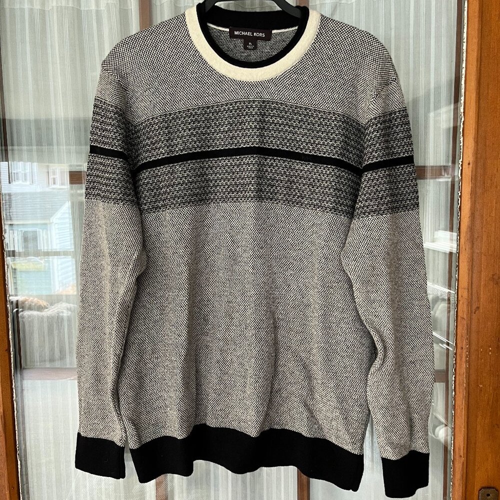 Michael Kors Heather Gray Striped Sweater
